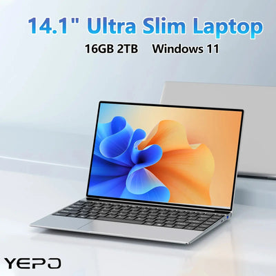 Ultra Slim Laptop 14.1" 16GB RAM 2TB SSD Intel N3700 Gaming PC 1920*1080 Display Office Study Computer PC Windows 11 Pro RY Shop m
