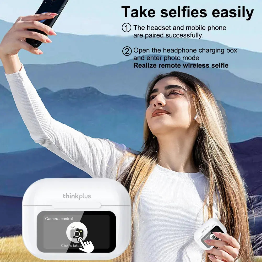 Original Thinkplus Wireless Bluetooth Earphones ANC Noise Reduction Earbuds HD Mic Call Gamer Headsets LED Touch Screen Control - RY Shop m