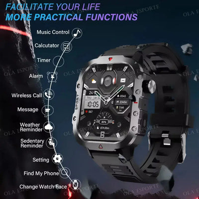 Outdoor Sports Smartwatch New 2025 2.01 inch HD Screen LED Flashlight Bluetooth Talking Smart Watch for Men Women Holiday Gift - RY Shop m