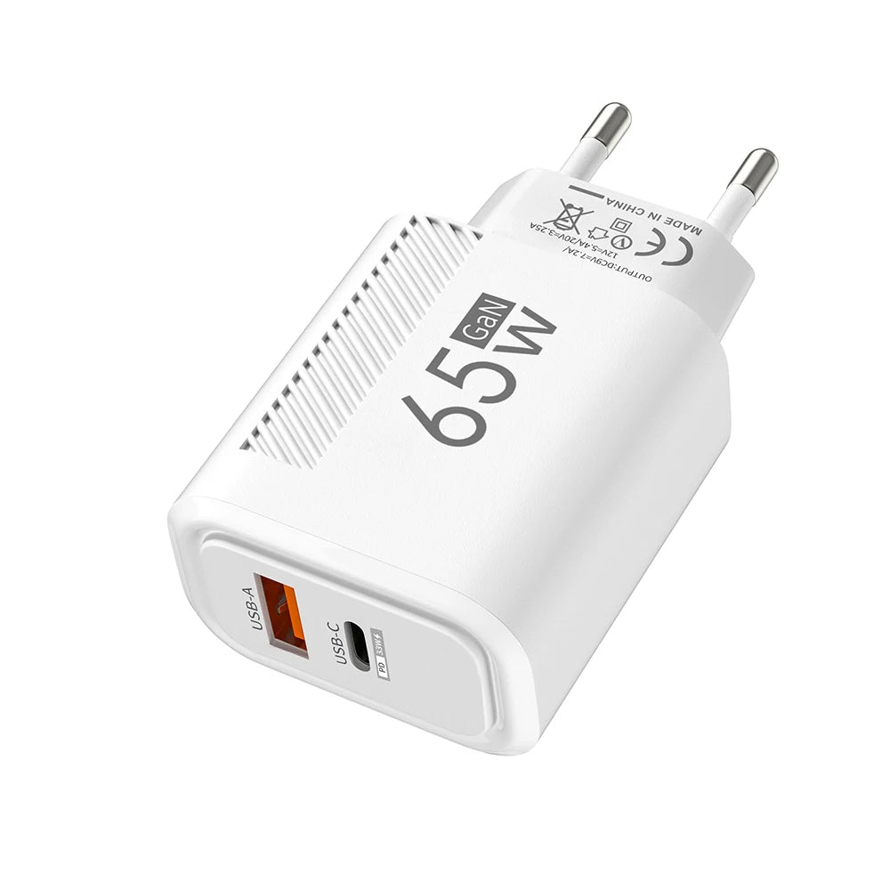USB PD Charger 65W GaN Charger Plug PD Type C Fast Charging Phone Charger Adapter EU/US Plug for iPhone Samsung Phone Accessors