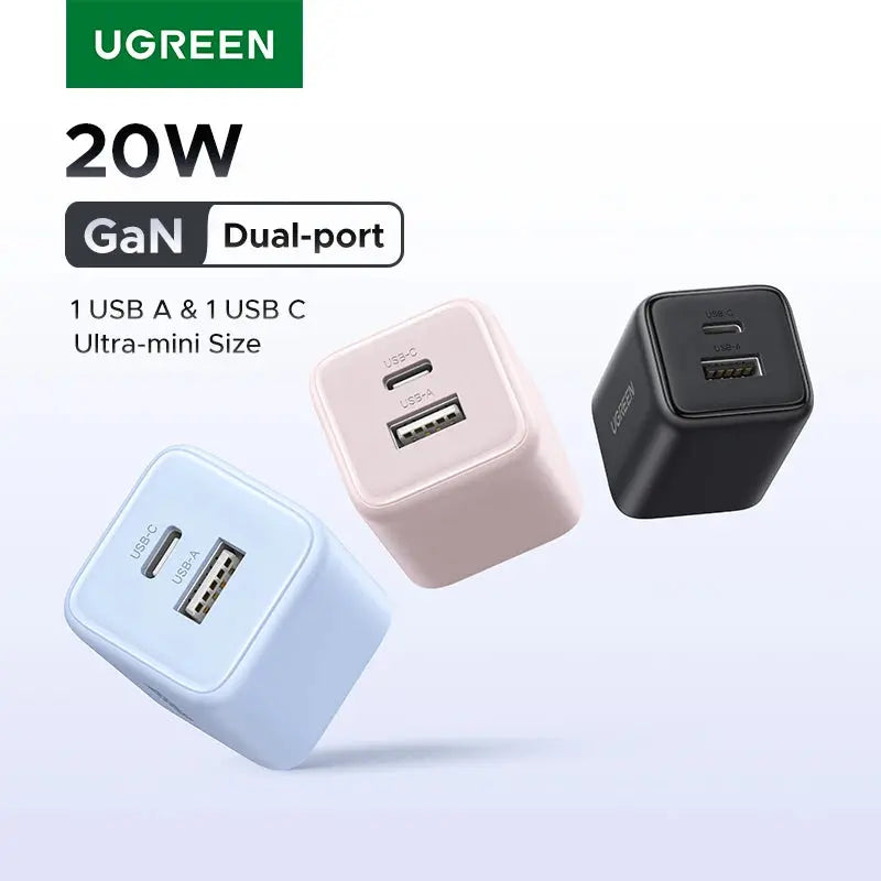 【US Plug】UGREEN 20W GaN Charger PD3.0 Mini USB C Phone Charger For iPhone 16 15 14 Pro Max Samsung S25 Xiaomi Tablet iPad Air RY Shop m