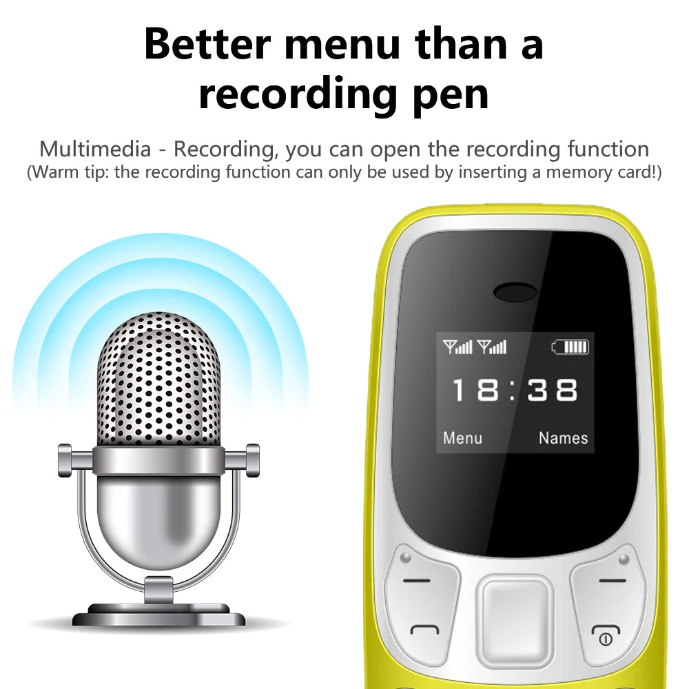 SERVO BM10 Mini Mobile Phone 2 SIM Card Bluetooth Earphone Voice Dialer Low Radiation Magic Voice Multi Language Small Cellphone