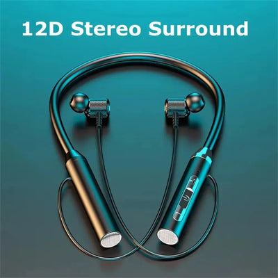 Wireless Bluetooth Earphones Neckband Headphones Gaming Stereo Sports Headset Halter Waterproof Magnetic Earbud with LED Display RY Shop m