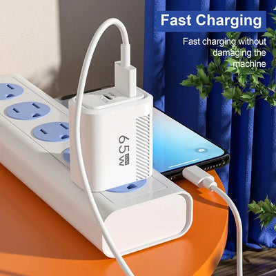 USB PD Charger 65W GaN Charger Plug PD Type C Fast Charging Phone Charger Adapter EU/US Plug for iPhone Samsung Phone Accessors - RY Shop m