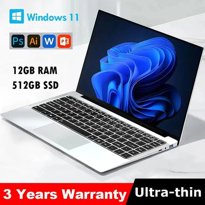 2025 New Laptop Computer Windows 11 Intel Atom x7 A3950 Notebook PC Gamer 12GB RAM 512GB 1TB SSD 1920*1080 Office Computer RY Shop m