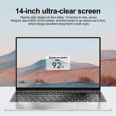 Ultra Slim Laptop 14.1" 16GB RAM 2TB SSD Intel N3700 Gaming PC 1920*1080 Display Office Study Computer PC Windows 11 Pro RY Shop m