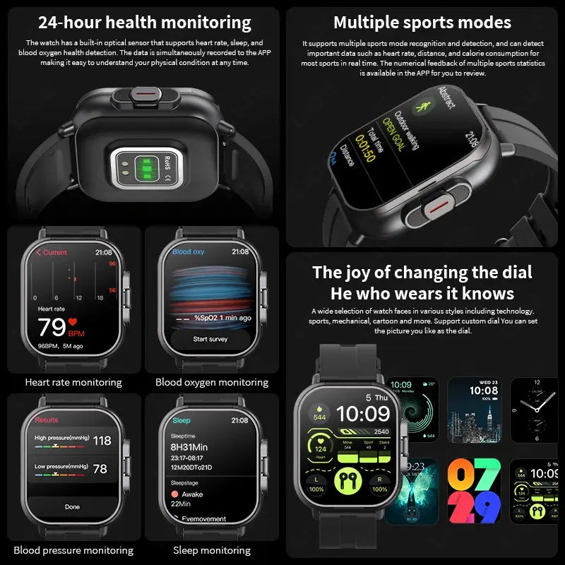 LIGE New 2 In 1 TWS Smart Watch With Earbuds Heart Rate NFC Bluetooth Call Music Play Sports Fitness Earphone Smartwatch Men - RY Shop m