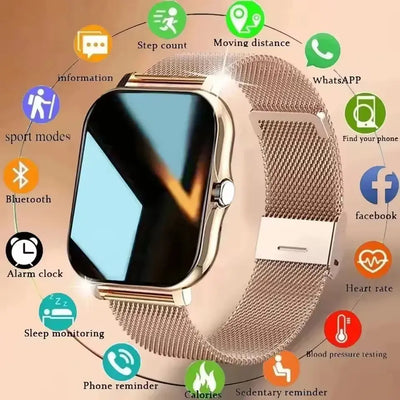 New Smart Watch Android IOS Phone 1.44 Inch Color Screen Bluetooth Call Blood Oxygen/Pressure Monitoring Smart Watch Women Men - RY Shop m