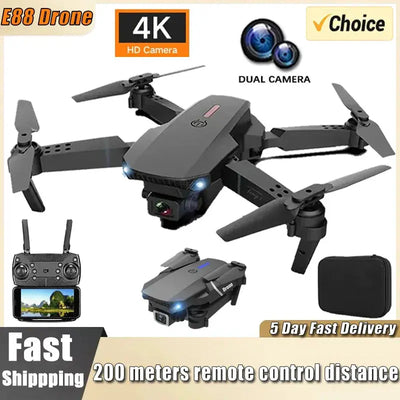 Professional Drone E88 4K Wide-Angle HD 1080P Camera WiFi FPV Height Hold Foldable RC Drone Quadrotor Helicopter Children's Toys - RY Shop m