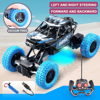 Remote control car with colorful flashing lights, rubber wheels, off-road toy car suitable for Christmas children's gifts - RY Shop m