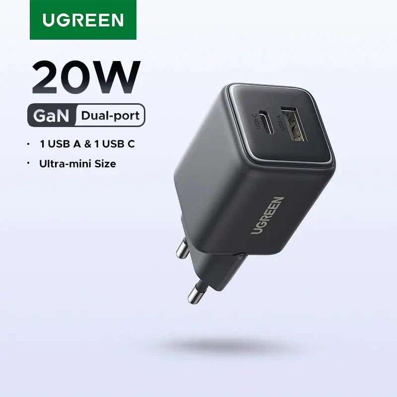 UGREEN 20W GaN Charger PD3.0 QC3.0 Mini USB C Phone Charger For iPhone 16 15 14 Pro Max Samsung S25 Xiaomi Tablet iPad Air Pro RY Shop m