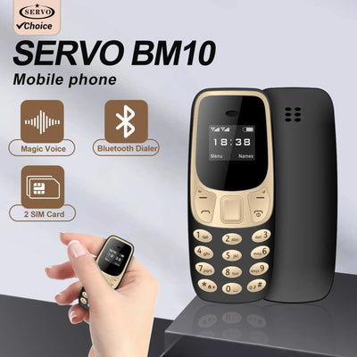 SERVO BM10 Mini Mobile Phone 2 SIM Card Bluetooth Earphone Voice Dialer Low Radiation Magic Voice Multi Language Small Cellphone - RY Shop m