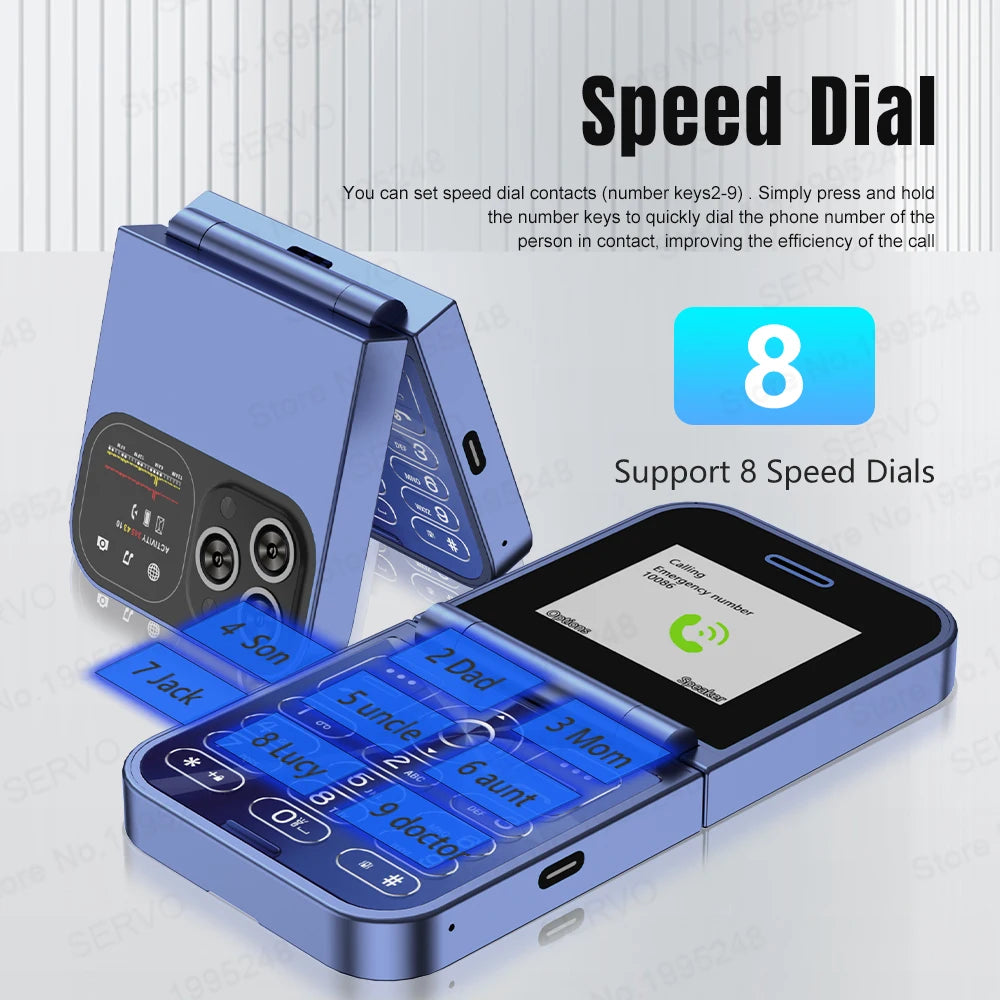 SERVO F15 Mini Small Foldable Mobile Phone GSM 2 SIM Card Rear Camera Blacklist Magic Voice Call Recording Speed Dial MP4 Torch