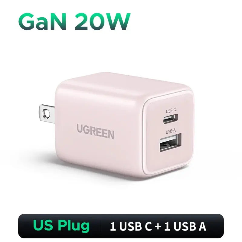 【US Plug】UGREEN 20W GaN Charger PD3.0 Mini USB C Phone Charger For iPhone 16 15 14 Pro Max Samsung S25 Xiaomi Tablet iPad Air RY Shop m