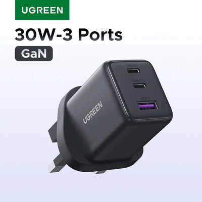 【UK Plug】UGREEN 20W 30W GaN Charger Mini PD 3.0 USB C Phone Charger For iPhone 16 15 14 Pro Samsung S25 Xiaomi Tablet iPad Air - RY Shop m