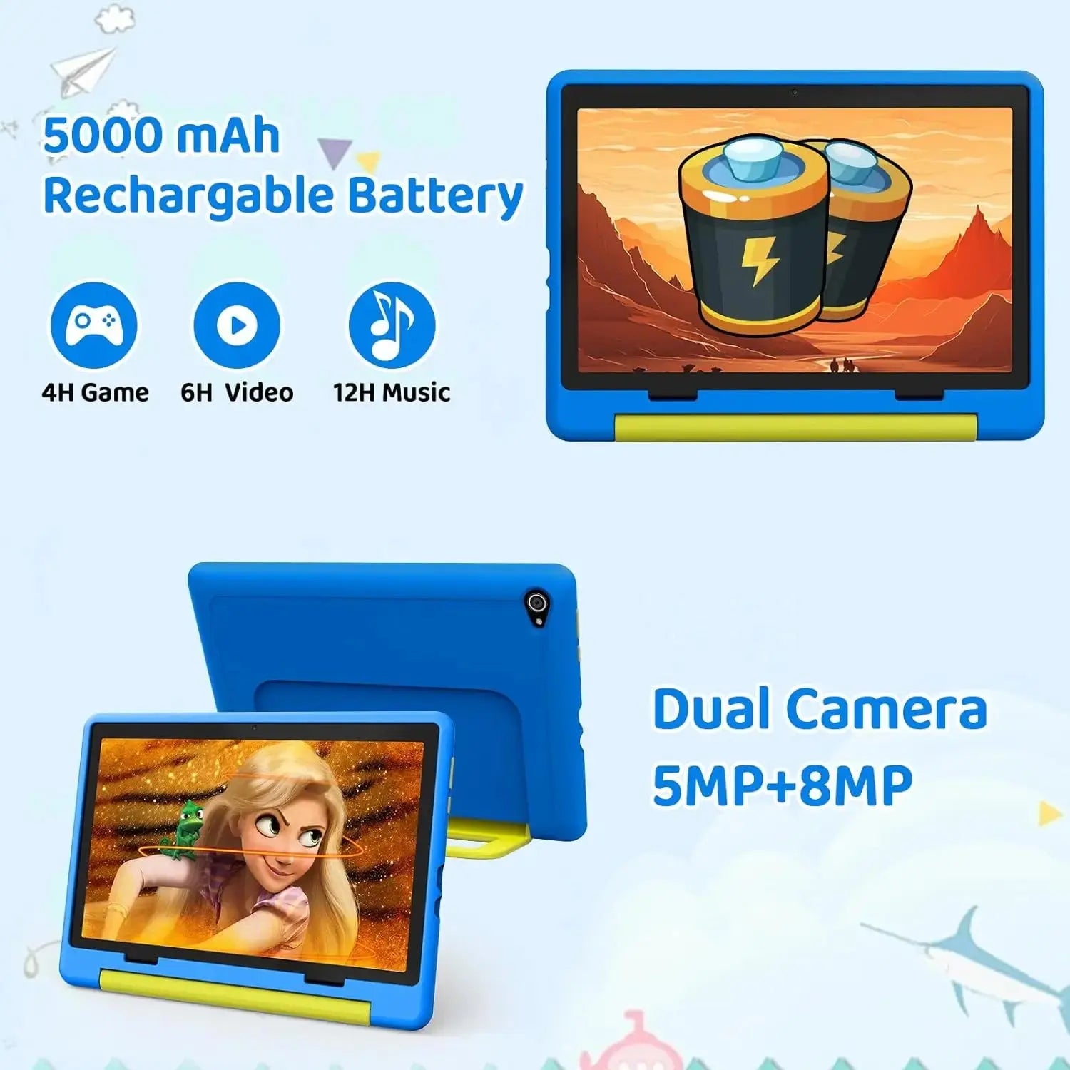 URAO 10 Inch Cartoon Pattern Kids Tablet Android Octa-Core 8GB RAM 64GB ROM Learning Education Games Tablets Children's Gifts - RY Shop m