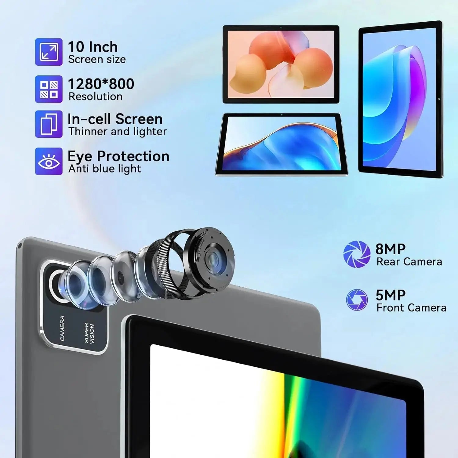 URAO MB1001 Android 13 Tablet 10 Inch 6GB RAM + 64GB ROM 128GB Expandable 5000mAh IPS Display 5G WiFi Dual Camera Tablet PC Gift - RY Shop m