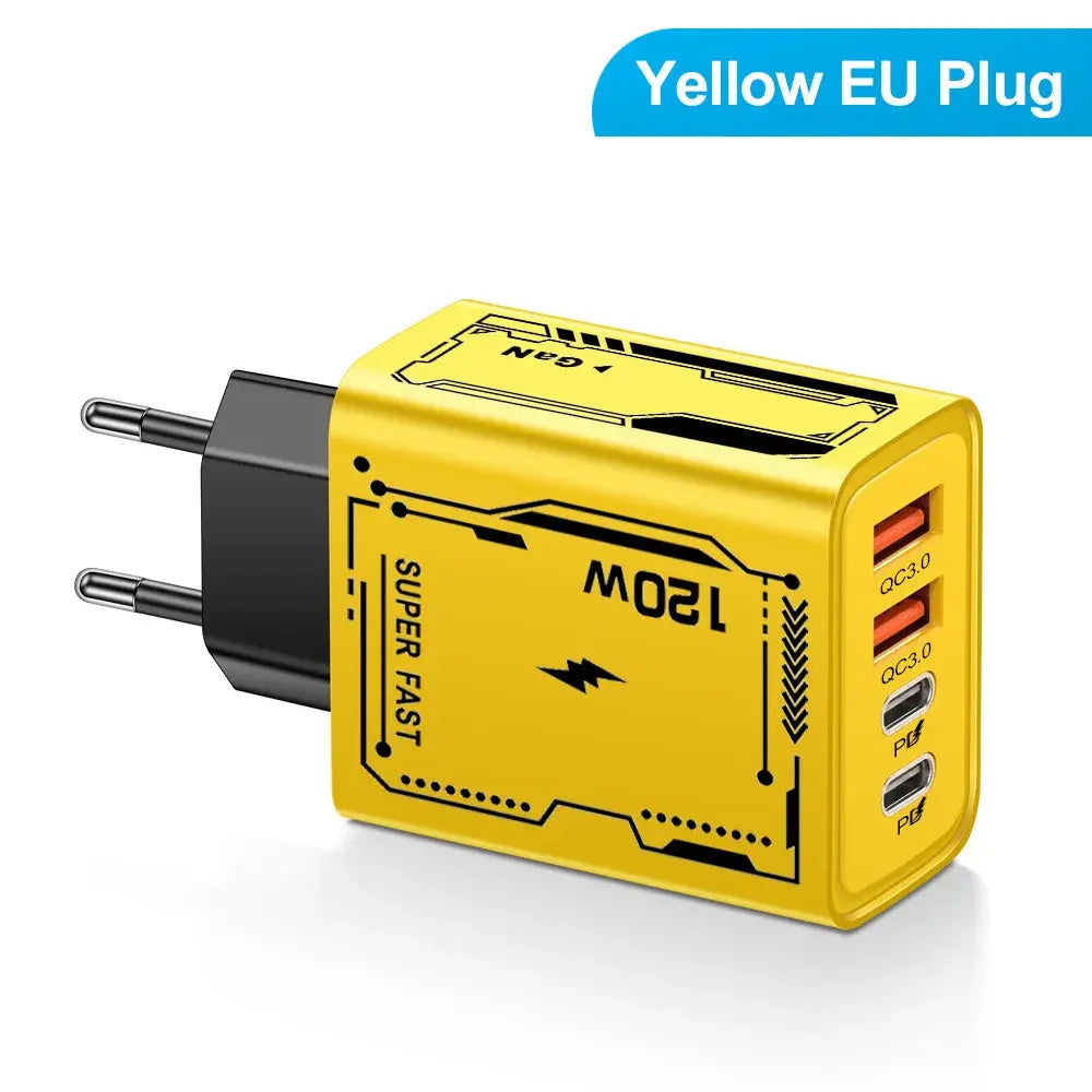 USB C PD Charger Quick Charge 3.0 Type C USB Phone Chargers Adapter For iPhone 16 15 Samsung Xiaomi Huawei 4 Ports Fast Charging - RY Shop m