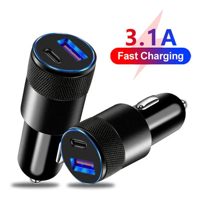 USB Car Charger Type C Dual Ports Fast Charging Phone Adapter For PD Mobile Phone Charger Car Adapter Socket Cigarette Lighter - RY Shop m