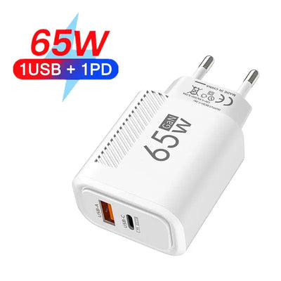 USB PD Charger 65W GaN Charger Plug PD Type C Fast Charging Phone Charger Adapter EU/US Plug for iPhone Samsung Phone Accessors - RY Shop m
